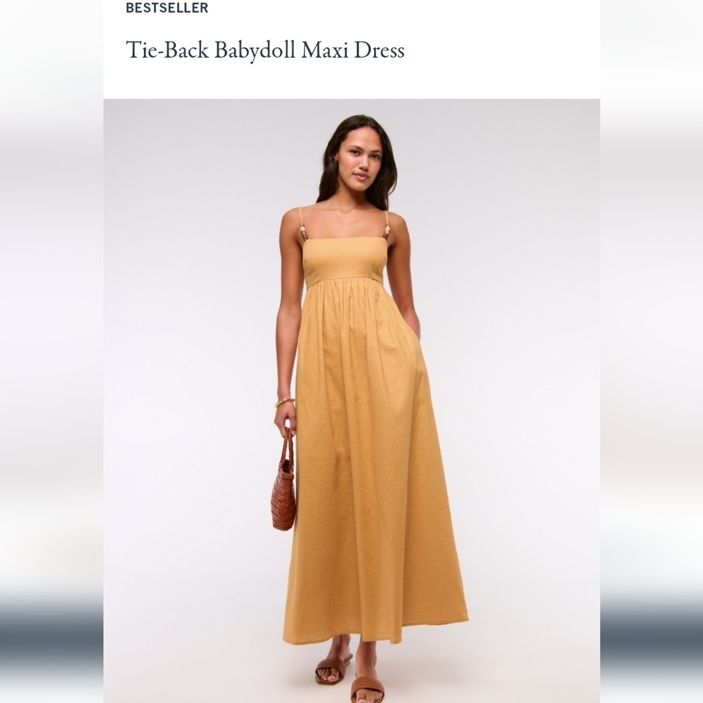 Abercrombie & Fitch Yellow Tie Back Babydoll Maxi Dress